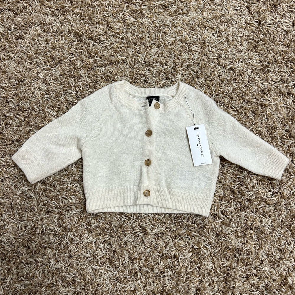 NEW Banana Republic Cream Button-Up Cardigan | 0-3 months